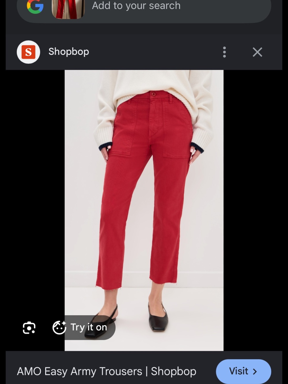 AMO Easy Army Red Cargo Pants with Frayed Hem NWT 23 - Picture 6 of 10